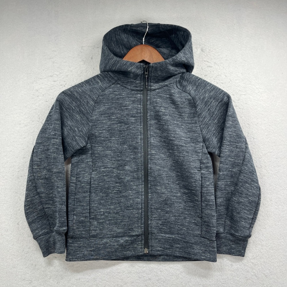 Uniqlo Full Zip Hoodie Kids 130 Gray Dry Stretch Active Sporty Casual Everyday